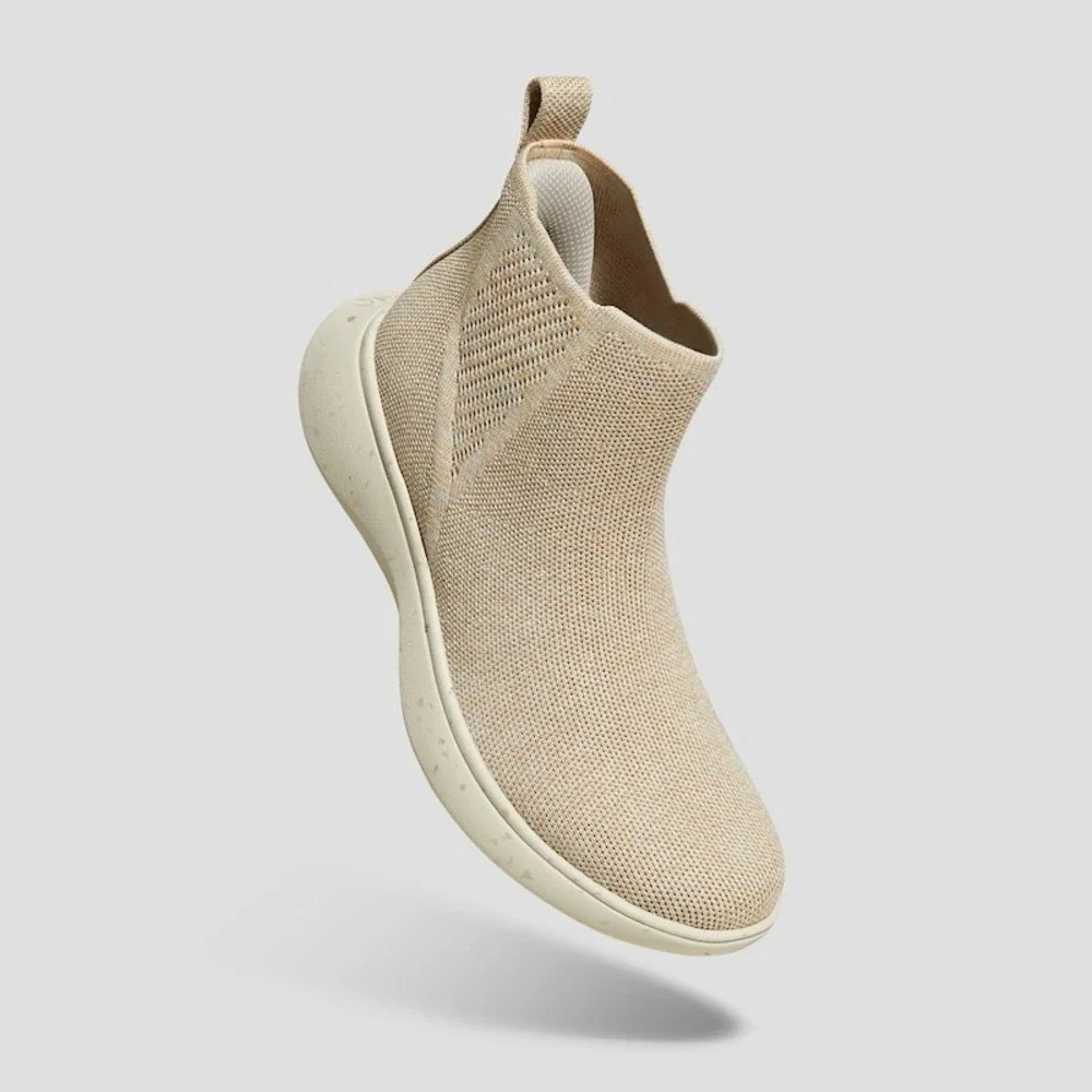 Vivaia Beige Knit Chelsea Boots Wate Repellent‎ Slip On Ankle Booties Size 8